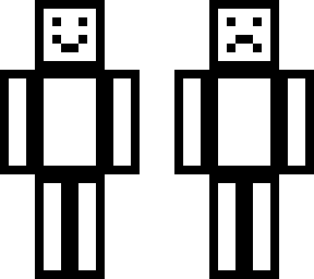 black and white outline guy with two faces.