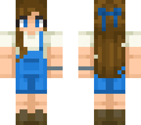 brunette with overalls