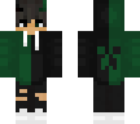 green black halfnhalf creeper hoodie w/effect (look closely)
