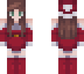 white christmas girl with brown hair and green eyes