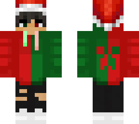 christmas santa hat halfnhalf red green hoodie w/ effect (look closely)