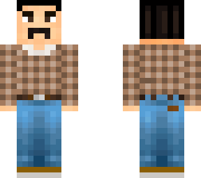 mullet/stache with flannel and jeans