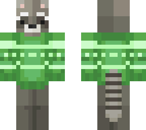green sweater raccoon - original from yell0wdrops