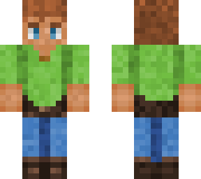 green shirt blue pants