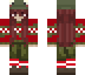 christmas red hair frog hat skin