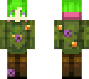 ketsume oversised green hoodie, brown trousers (lush caves themed)