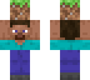 steve holding a grass block