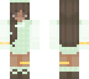 gold girl, in green