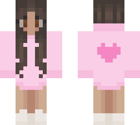 brown hair girl in pink hoodie