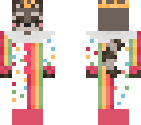 raccoon in a clown outfit (with crown)