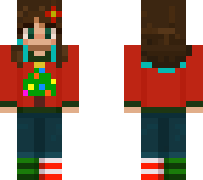 brown hair xmas christmas sweater grll blue peakaboo (judith)
