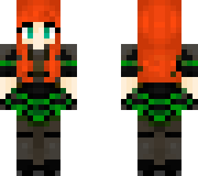 rocker girl orange hair black-green dress