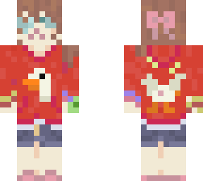girl b< with goose print on shirt