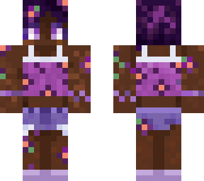 cute dark skin black girl with space buns - purple theme
