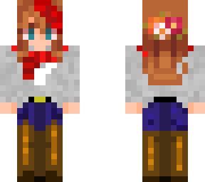 country girl with red streak in hair in a reindeer sweeter and scarf