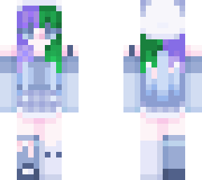green purple hair kawaii