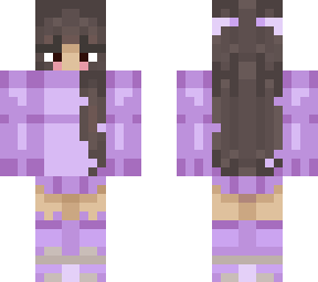 dark hair purple outfit