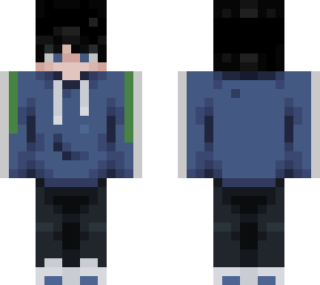 skin / blue hoodie with green stripe
