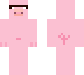cubedpiggy head and a pig body (skin for my first follower)