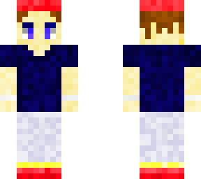 casual boy skin in a blue t-shirt, blue eyes, red hat