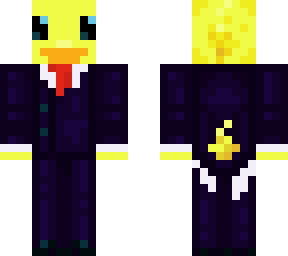 duck in a suit with a tail, sunglasses, & untucked shirt
