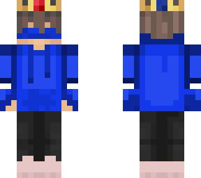 blue guy with a blind fold and a crown