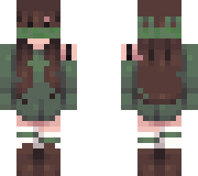 girl with green dress a blindfold