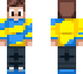 blue and yellow striped hoodie hive style (my skin)
