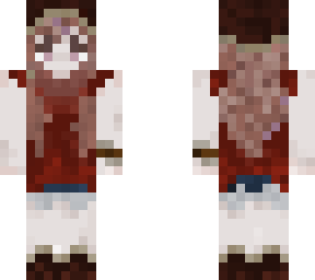 rough girl with snowy hat and red shirt