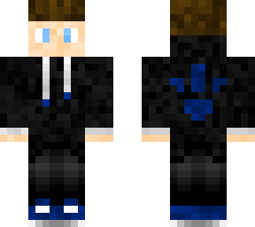 black & blue hoodie boy "swoosh hair"