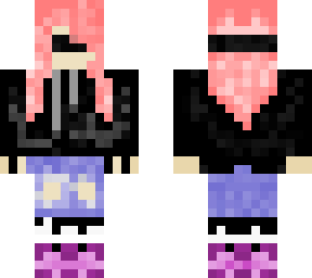 blindfolded walrus boots hoodie pink hair
