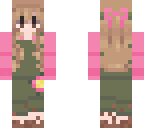 pink and green overalls girl