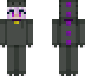 black dino girl with purple spikes