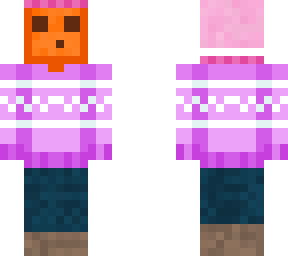 orange slime light purple sweater pink beanie