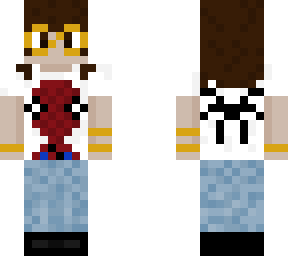whimsical girl w/ glasses in spiderman shirt