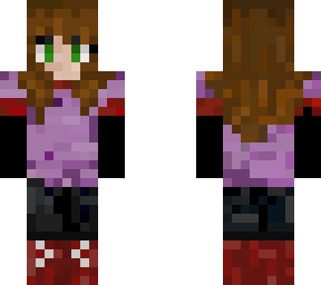 girl brown hair and puerple shirt
