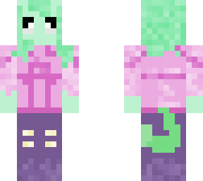 light green and pink alien girl