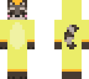 raccoon in a chicken onesie