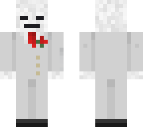 skeleton in a white suit