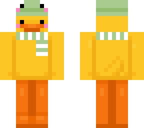 ducky with a scarf and froggy hat