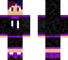 pink, blue and purple hair with black and purple hoodie