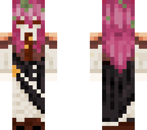 pink hair-girl w bow and long black skirt
