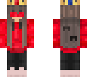 red girl with a blind fold and a crown