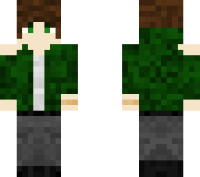 tomboy girl w/ green jacket/grey jeans/brown hair/green eyes