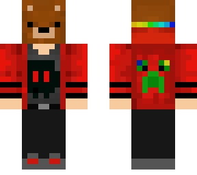 bear with red hoodie