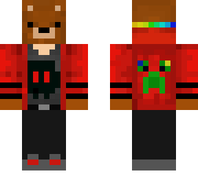 bear with red hoodie