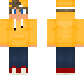 yellow hoodie with blonde hair and yellow hat