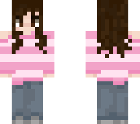 brunette girl pink jumper