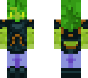 armored goblin/slime girl with long hair
