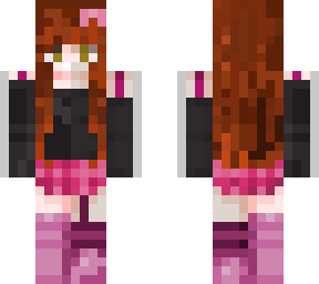 redhead girl pink skirt